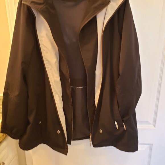 Liz Claiborne Andrea Cool Weather Jacket Blk & Tan w/Removeable Hood Size: XL - Picture 2 of 9
